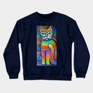 Mexicat - folk art inspired Acrylic painting Crewneck Sweatshirt